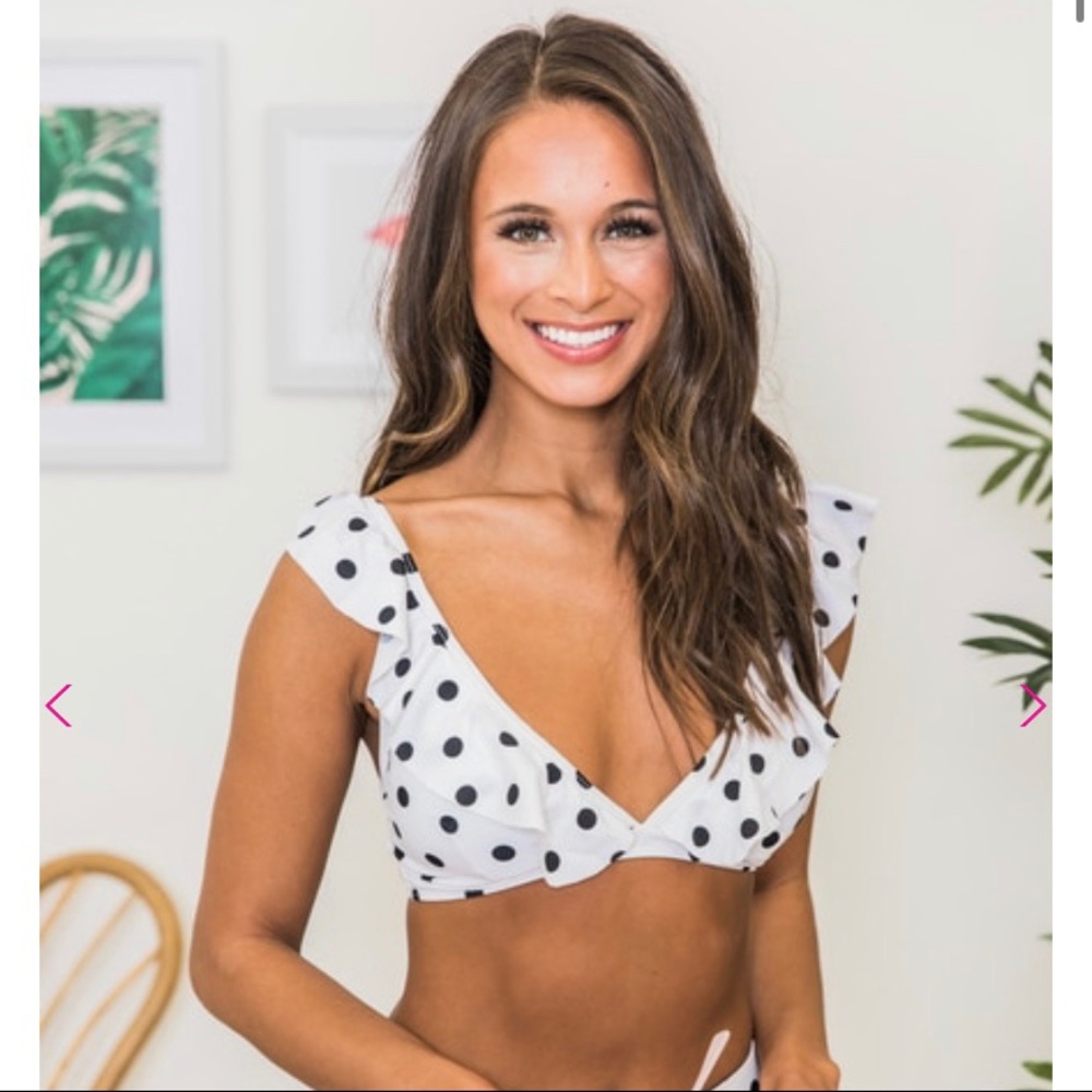 Pink Lily Polka Dot Bikini Top